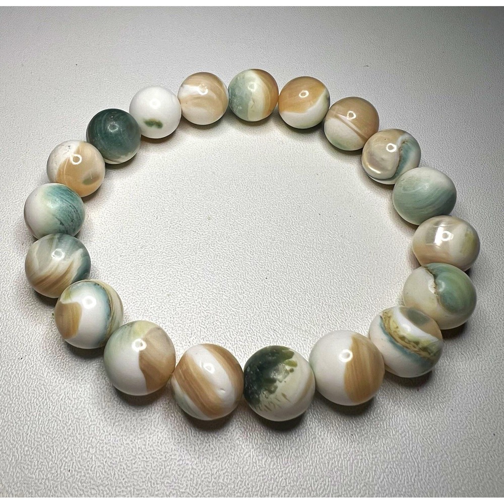 Multicolor Turbo Shell Beaded Round Stretch Bracelet